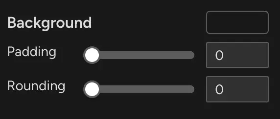 Augie video editing tool text background customization with padding and rounding sliders.