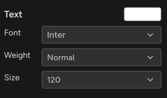 Augie Studio Basics text editing options with font, weight, and size settings.